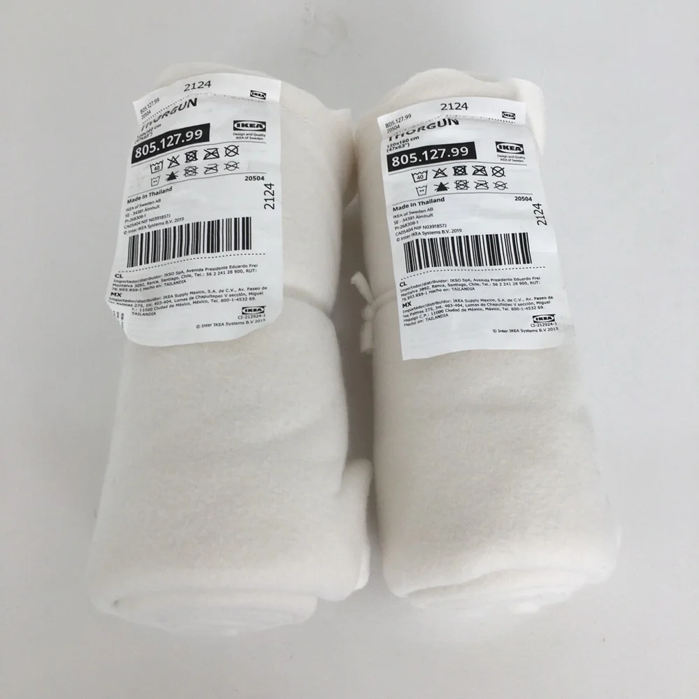 IKEA Thorgun Blanket White NEW Bundle of 2 Soft Cozy Fleece Throw Blankets NWT